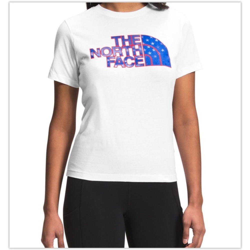 The North Face Top Women's S USA Flag Stars Half Dome Logo 4th of July Shirt Tee